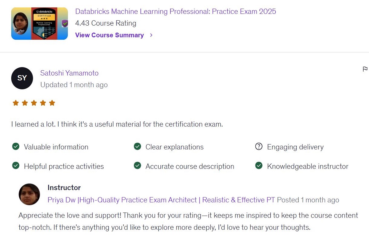 Santoshi praising helpful explanations