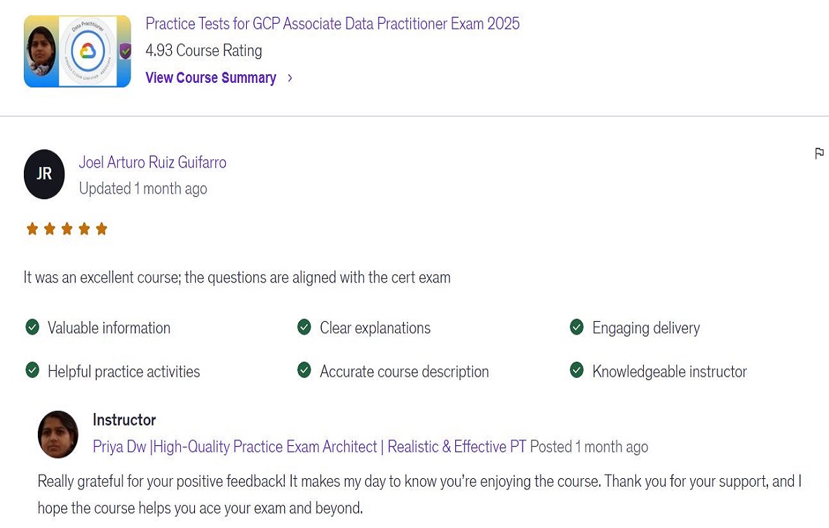 Joel praising realistic practice exams